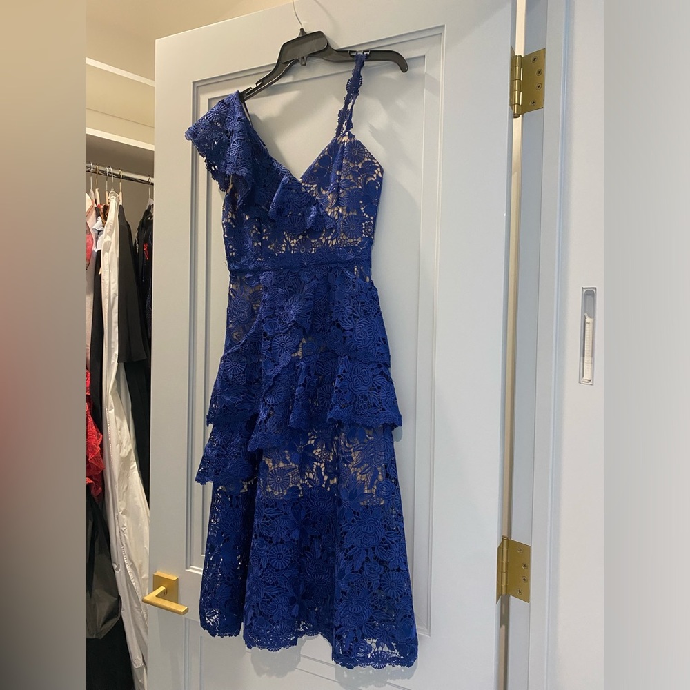Alice + Olivia Blue Lace Dress